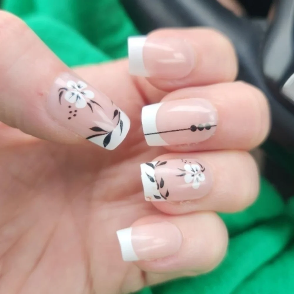 2/$16 Floral French Manicure Press On Nails